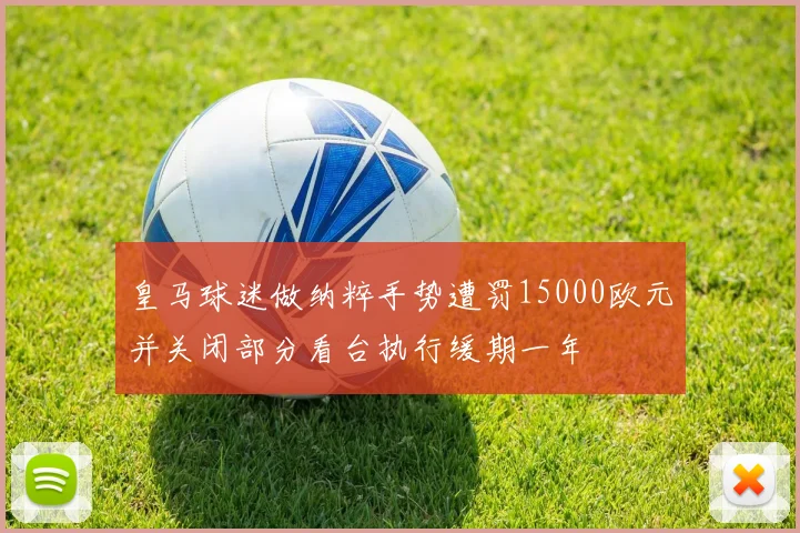皇马球迷做纳粹手势遭罚15000欧元并关闭部分看台执行缓期一年