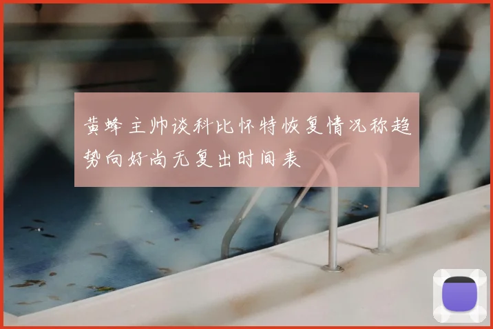 黄蜂主帅谈科比怀特恢复情况称趋势向好尚无复出时间表